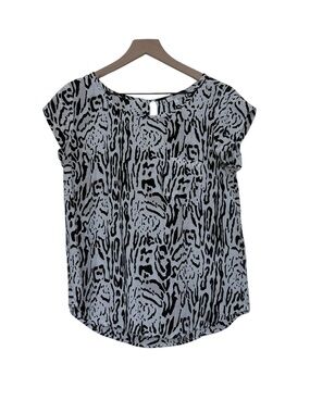 Joie Medium 100% Silk Animal Print Short Sleeve Top Indie Sleaze Modern Safari